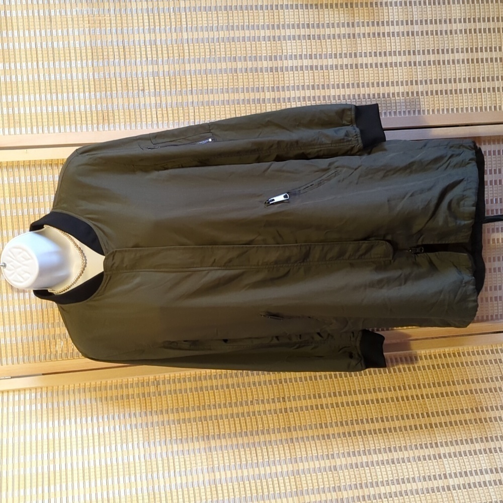 Sanctuary by Anthropology coat jacket sz XS Olive black trim drawstring Nwot